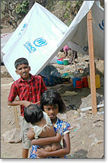 children in temporary shelter